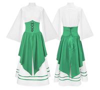 Generisch Abito da donna senza maniche con lacci - Costume medievale o fantasy a strati | Vestito giocoso per cosplay, LARP e feste a tema