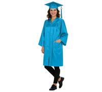 Generisch Abito da laurea con cappello da laurea per donne e uomini in stile straniero elegante per cerimonie, classico costume tradizionale per celebrazioni, Blu, 43
