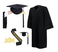 Generisch Abito da laurea e berretto 2024 unisex costume da laurea per adulti, laurea, università