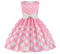 Generisch Abito da principessa con motivo stampato con fiocco, per matrimoni e feste di compleanno per bambini, Colore: rosa., 7-8 Anni