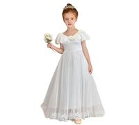 Generisch Abito da ragazza in stile francese, stile dolce, abito bianco con cappuccio unico, adatto per bambini di 8-13 anni, bianco, 12-13 Anni