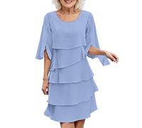 Generisch Abito da sera da donna, lungo, abito estivo, maxi abito leggero in mussola, abito da spiaggia, abito da fine estate, abito da donna, per tutti i giorni, viaggi, vacanze, Blu, L