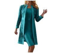 Generisch Abito Da Sera Donna Con Giacca 2 Pezzi Abito Da Sposa Elegante Per Ospite Di Matrimonio Lungo Vestito Festivo Abiti E Cappotto Manica Lunga Cut Out Matrimonio Blu L