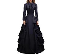 Generisch Abito da sera vittoriano, da donna, medievale, per carnevale, Halloween, corsetto fluente, elegante, linea ad A, maxi abito da ballo