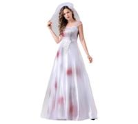 Generisch Abito da sposa fantasma, per cosplay, Halloween, per feste e giochi di ruolo (bianco, XL)