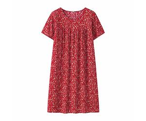 Generisch Abito elegante da donna Estate Cotone Seta Manica Corta Vestito Da Sonno Per Le Donne di Mezza Età Allentato Corrispondenza Casa Indossare Anziani Pigiameria Plus Size Abito Lingerie,