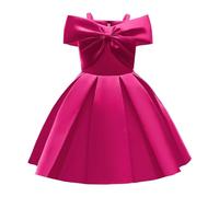 Generisch Abito elegante per ragazze senza spalle Una linea casual Abiti da festa (2-3 anni) Due pezzi, rosa intenso, 5-6 Anni