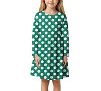 Generisch Abito estivo da bambina con motivo floreale a pois, a maniche lunghe, per bambini dai 3 ai 11 anni, carino outfit per tutti i giorni, per la scuola, i giochi all'aperto, versatile da