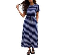 Generisch Abito estivo da donna, lunghezza al ginocchio, leggero, in mussola, abito da sera bohémien, estivo, per la spiaggia, per la fine della primavera, l'estate, Blu, 5XL