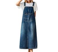 Generisch Abito estivo da donna, per il tempo libero, a maniche corte, comodo, per tutti i giorni, tinta unita, vestibilità comoda, traspirante, tessuto morbido, Azzurro, XXL