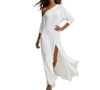 Generisch Abito estivo da donna, senza maniche, con spallina, abito da festa, abito da cocktail, abito da sera lungo, con fessura, elegante per matrimonio, abito da cerimonia