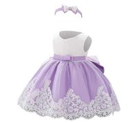 Generisch Abito estivo per bambini, per il concorso, battesimo, in pizzo, per matrimonio, battesimo, tutù, per il primo compleanno, Lilla, 18-24 Mesi