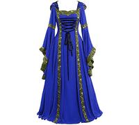 Generisch Abito gotico da donna, costume di Halloween, vita legata, abito medievale con maniche a tromba, elegante costume rinascimentale, steampunk, barocco, vintage, abito da sposa per cosplay e