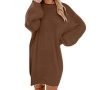 Generisch Abito in jersey da donna, a maniche lunghe, per feste, grandi dimensioni, invernale, a maglia calda, a maniche lunghe, tinta unita, per feste, elegante, taglie forti, oversize