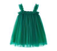 Generisch Abito in tulle per carnevale, senza maniche, in tulle per le vacanze, per le feste, per la danza, per la principessa, verde, 3-4 Jahre