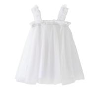 Generisch Abito in tulle per carnevale, senza maniche, in tulle per le vacanze, per le feste, per la danza, per la principessa, bianco, 3-4 Jahre