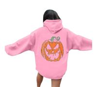 Generisch Abito invernale da donna, con cappuccio, con stampa malvagia, colore blu, Colore: rosa., 3XL