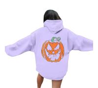 Generisch Abito invernale da donna, con cappuccio, con stampa malvagia, colore blu, Lilla, 3XL