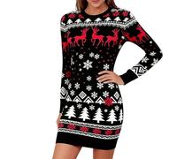 Generisch Abito lavorato a maglia a maniche lunghe, attillato, elegante, casual, per feste e uso quotidiano: un abito a tunica elastico e confortevole per autunno e inverno., Nero , S