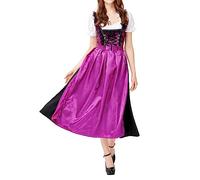 Generisch Abito medievale in pelliccia di mantello tedesco, taglie forti, da donna, con scollo quadrato, per Oktoberfest, per cosplay, uniforme scolastica (viola, M)
