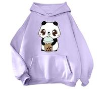 Generisch Abito Mini felpa alla moda da donna, felpe per adolescenti, con cappuccio, da donna, per Natale, Lilla, M