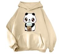 Generisch Abito Mini felpa alla moda da donna, felpe per adolescenti, con cappuccio, da donna, per Natale, beige., M