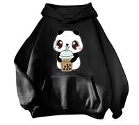 Generisch Abito Mini felpa alla moda da donna, felpe per adolescenti, con cappuccio, da donna, per Natale, Nero , S