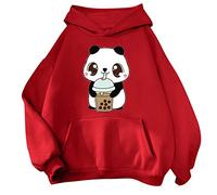 Generisch Abito Mini felpa alla moda da donna, felpe per adolescenti, con cappuccio, da donna, per Natale, Colore: rosso, S