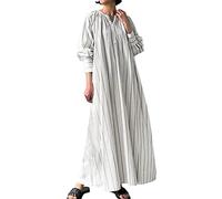Generisch Abito musulmano abaya da donna, abito da preghiera, caftano islamico a lunghezza intera, con hijab, maxi abito Dubai, bianco, 5XL