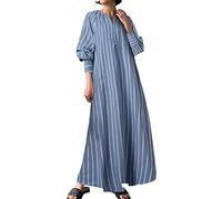 Generisch Abito musulmano abaya da donna, abito da preghiera, caftano islamico a lunghezza intera, con hijab, maxi abito Dubai, Blu, 4XL