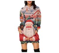 Generisch Abito per il tempo libero, da donna, per l'autunno, per l'inverno, elegante, per l'inverno, Natale, con stampa del nonno, girocollo, a maniche lunghe, per il tempo libero, Colore: rosso, S