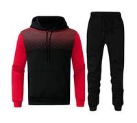 Generisch Academy - Tuta da uomo per sport invernali, set da 2 pezzi, per il tempo libero, fitness, polka, felpa con cappuccio, tuta invernale morbida, Colore: rosso, M