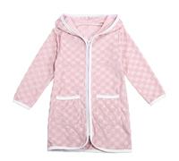 Generisch Accappatoio bambina ragazzo con cerniera a maniche lunghe da spiaggia asciugamano abito kimono, Colore: rosa., 4-5 Anni