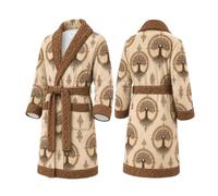 Generisch Accappatoio da uomo in flanella con stampa, a maniche lunghe, per il freddo, taglio sciancrato con cintura, ideale per l'inverno, morbido tessuto di cotone, lavabile singolarmente, perfetto