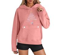 Generisch Accogliente felpa con cappuccio in pile con tasca frontale come caldo e morbido abbigliamento casual da donna in quattro stagioni, Colore: rosa., S