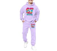 Generisch Accogliente felpa con cappuccio unisex per bambini con design stampato per comfort nella vita di tutti i giorni e abbigliamento versatile, Lilla, 9-10 Jahre