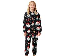Generisch Accogliente Pile Tuta Con Per Ragazze, Ideale Bambino Pagliaccetto Dear Santa Vestito Di Natale Ragazze Tuta, Nero , 11-12 Anni
