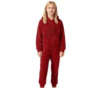 Generisch Accogliente tuta in pile con cappuccio per ragazze, abbigliamento natalizio per bambini, Babbo Natale, Little Elf Merry Christmas, Colore: rosso, 9-10 Anni
