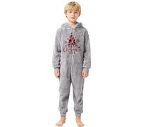 Generisch Accogliente tuta in pile con cappuccio per ragazze, abbigliamento natalizio per bambini, Babbo Natale, Little Elf Merry Christmas, grigio chiaro., 4-5 Anni
