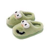 Generisch Accoglienti pantofole invernali con simpatico design stampato, foderate in pile, comode scarpe per interni ed esterni, verde, 39 EU