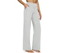Generisch Aciki FlexiFit Pantaloni Lumilift Pantaloni da yoga da donna, pantaloni larghi con tasche, vita alta, stretch, pantaloni da jogging casual, grigio chiaro, L