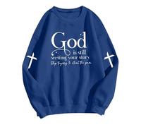 Generisch Activewear - Felpa da donna con cappuccio, oversize, chiusura lampo, giacca invernale, a maniche lunghe, con cappuccio, con stampa grafica, da donna, Felpa con cappuccio B4 blu, 3XL