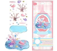 Generisch Adesivi 3D per bambini, con personaggi trasparenti, impermeabili, , per custodia del cellulare, scrivania, diario, bottiglia d'acqua, pianificatore, quaderno, diario, computer