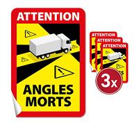 Generisch Adesivi a forma di angolo morto Attention Angles Morts - 3 pezzi, 17 x 25 cm - Pellicola condotta dell'aria: incollabile senza bolle, adesivi a forma di teschio Francia (per camion, 3 pezzi)