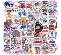 Generisch Adesivi per il 250° anniversario | 50 pezzi adesivi commemorativi, 250 anni di libertà, impermeabili, per auto, notebook, laptop, borraccia, skateboard
