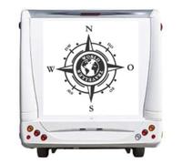 generisch Adesivo a bussola con scritta per camper, caravan, auto, bussola, rosa dei venti World Traveller, silhouette adesiva (205/1) (grigio argento lucido, 40 x 40 cm)