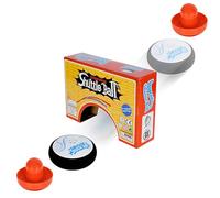 Generisch Air Hockey Hover Puck, Mini hockey elettrico galleggiante con 2 manopole rosse, gioco da tavolo gonfiabile per bambini e adulti serate di gioco a casa