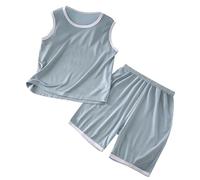 Generisch Ali D'angelo Per La Casa Del Bambino E Le Ragazze Senza Maniche Aria Condizionata Vestiti Bambino Ghiaccio Silk Pigiama E Ragazze Vestito Per Bambini, grigio., 4-5 Jahre