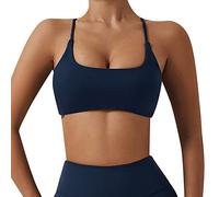 Generisch Altri comodi e comodi pantaloni da squadra... bustino senza ferretto, spalline sottili per yoga e fitness, imbottiti, Blu marino, L