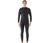 Generisch Ammann - Pigiama da uomo corto con scollo rotondo e collo alto, set di biancheria intima invernale, a maniche lunghe e pantaloni lunghi, colore nero, grigio., XL